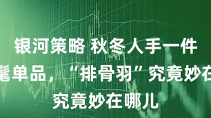 银河策略 秋冬人手一件的时髦单品,“排骨羽”究竟妙在哪儿